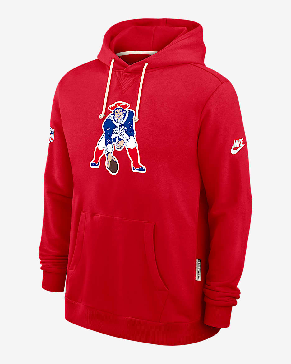 New England Patriots Alt Offensive Set Play Sideline Men's Nike Dri-FIT NFL Pullover Hoodie - Red