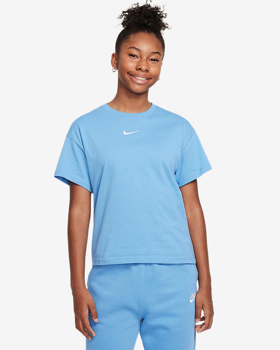 Nike Sportswear Essential Big Kids' (Girls') T-Shirt - Blue Beyond