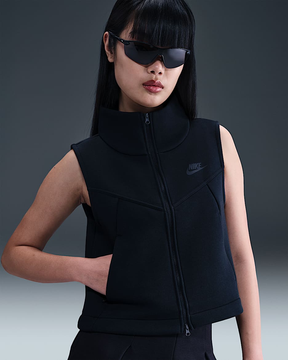 Chaleco de cierre completo para mujer Nike Sportswear Tech Fleece - Negro/Negro