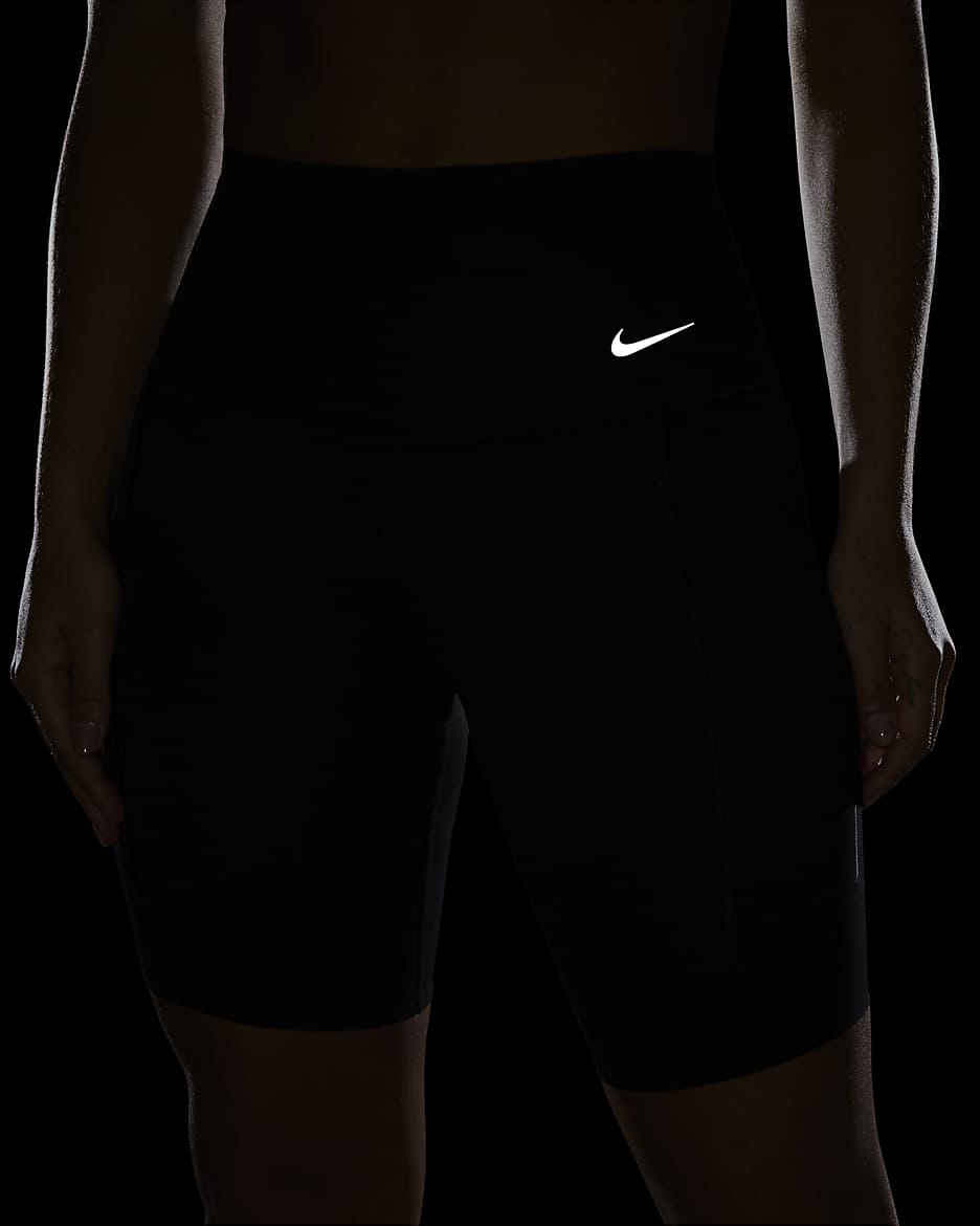 Nike Universa Women's Medium-Support High-Waisted 20cm (approx.) Biker Shorts with Pockets - Black/Black