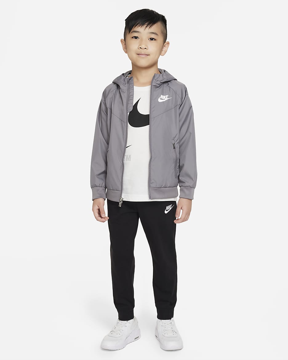 Chamarra con cierre completo para niños talla pequeña Nike Sportswear Windrunner - Gris humo