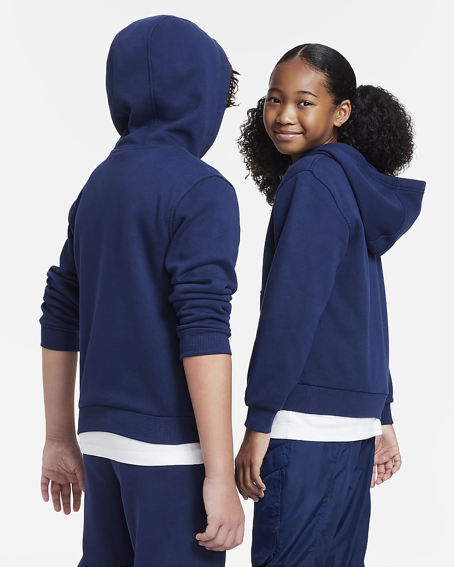 Sudadera con gorro para niños talla grande Nike Sportswear Club Fleece - Azul marino medianoche/Blanco