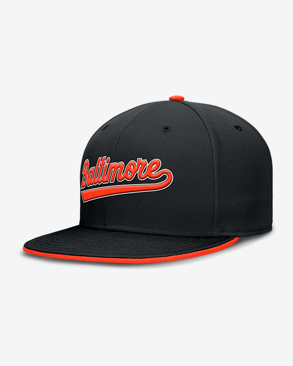 Gorra Nike Dri-FIT de la MLB ajustada para hombre Baltimore Orioles True - Negro