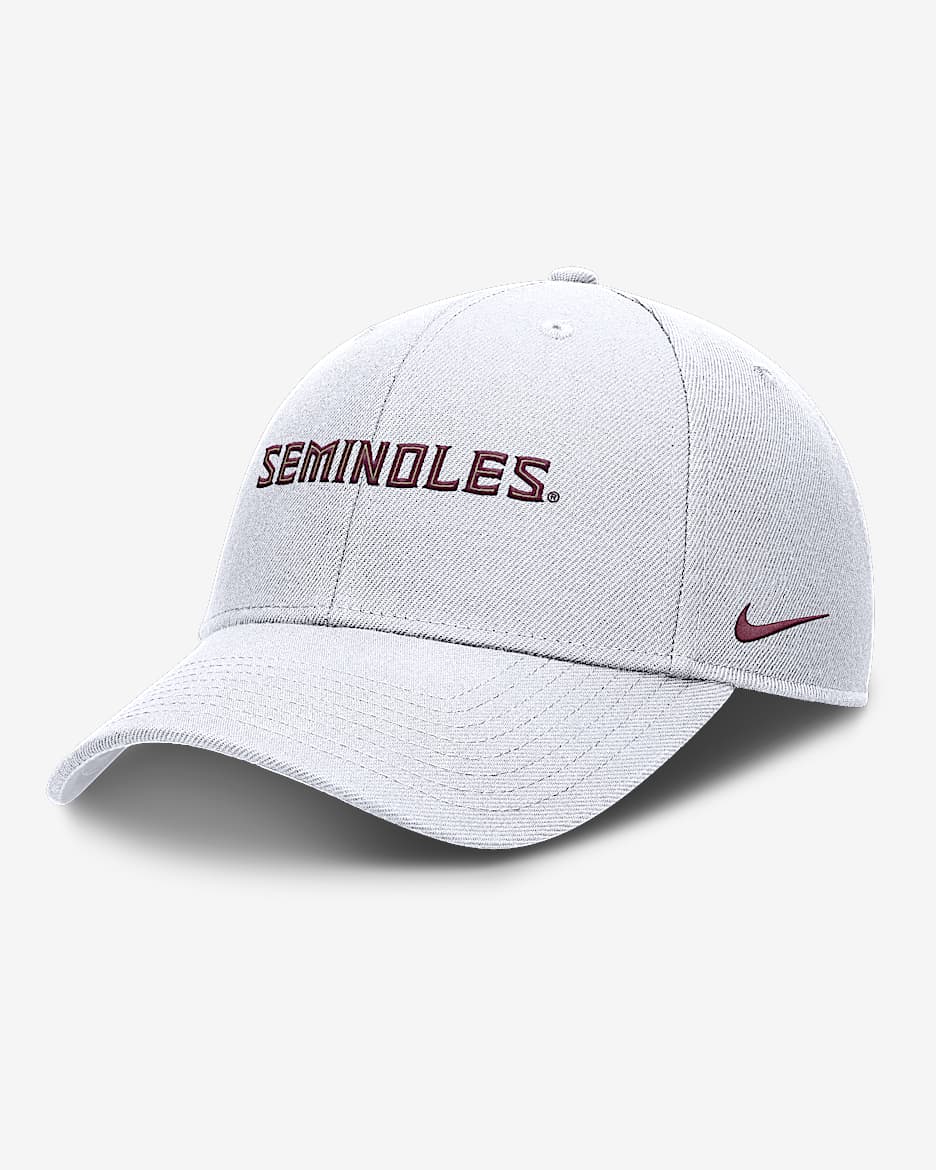 Gorra de rejilla universitaria Nike Dri-FIT ajustable para hombre Florida State On-Field Rise Gameday - Blanco