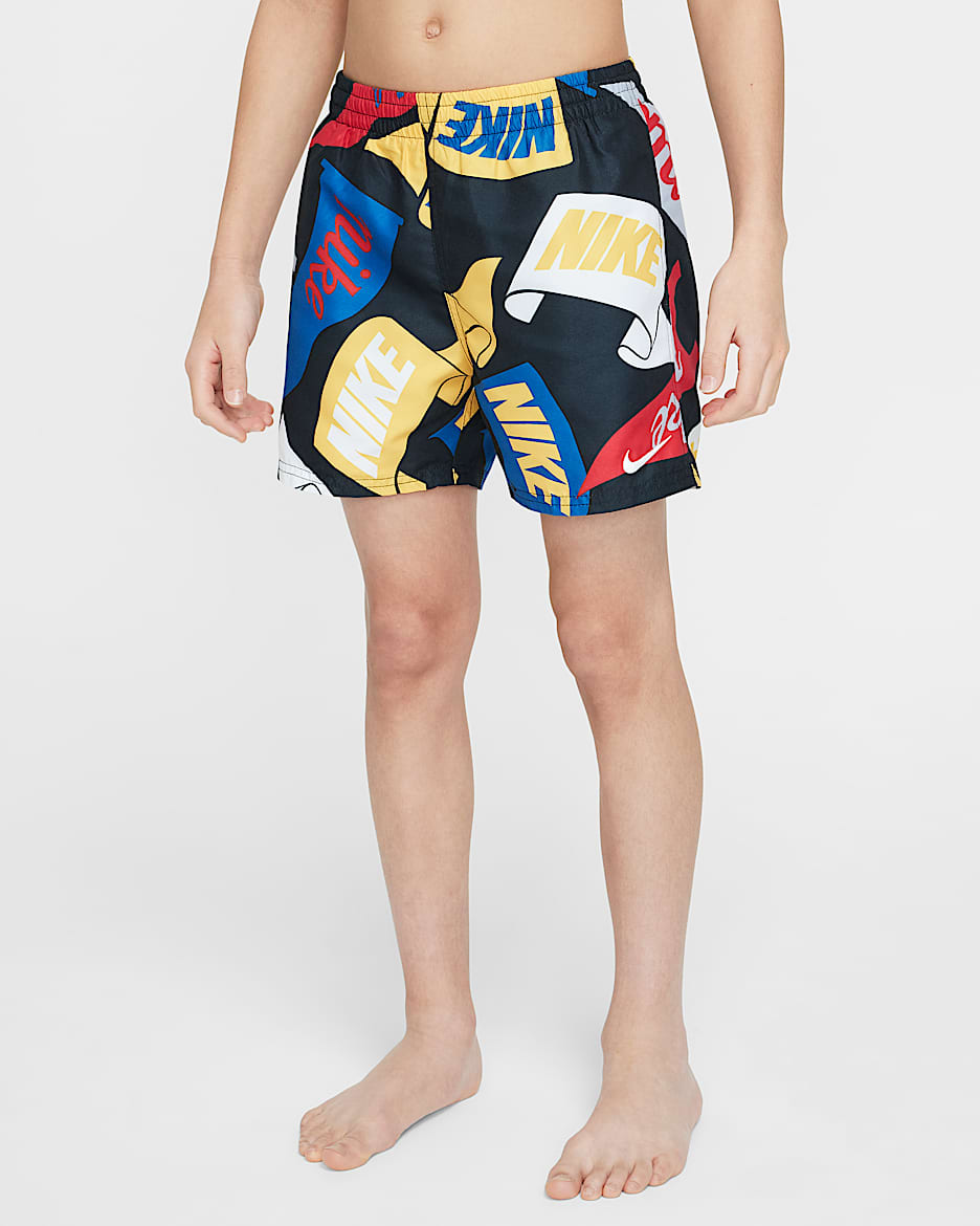 Nike Swim Breaker Older Kids' (Boys') 10cm (approx.) Brief-Lined Volley Shorts - Black/Game Royal/University Red/White