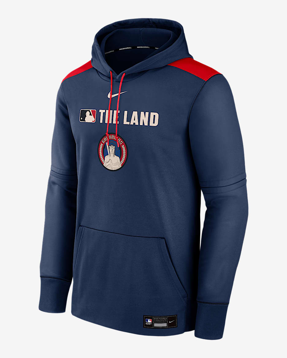 Cleveland Guardians Authentic Collection City Connect Men's Nike Therma MLB Pullover Hoodie - Navy