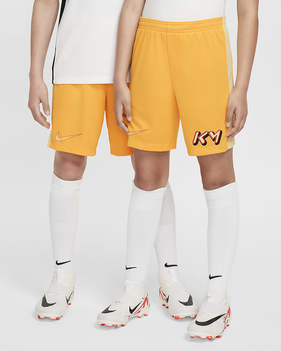 Shorts de fútbol Dri-FIT para niños talla grande Kylian Mbappé Academy 23 - Naranja láser/Naranja láser claro