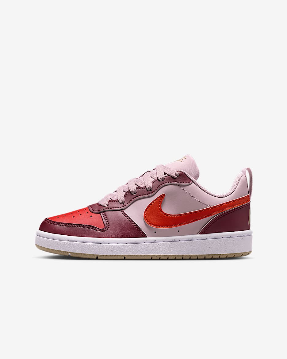 Nike Court Borough Low Recraft Big Kids' Shoes - Particle Rose/Dark Team Red/White/Dragon Red