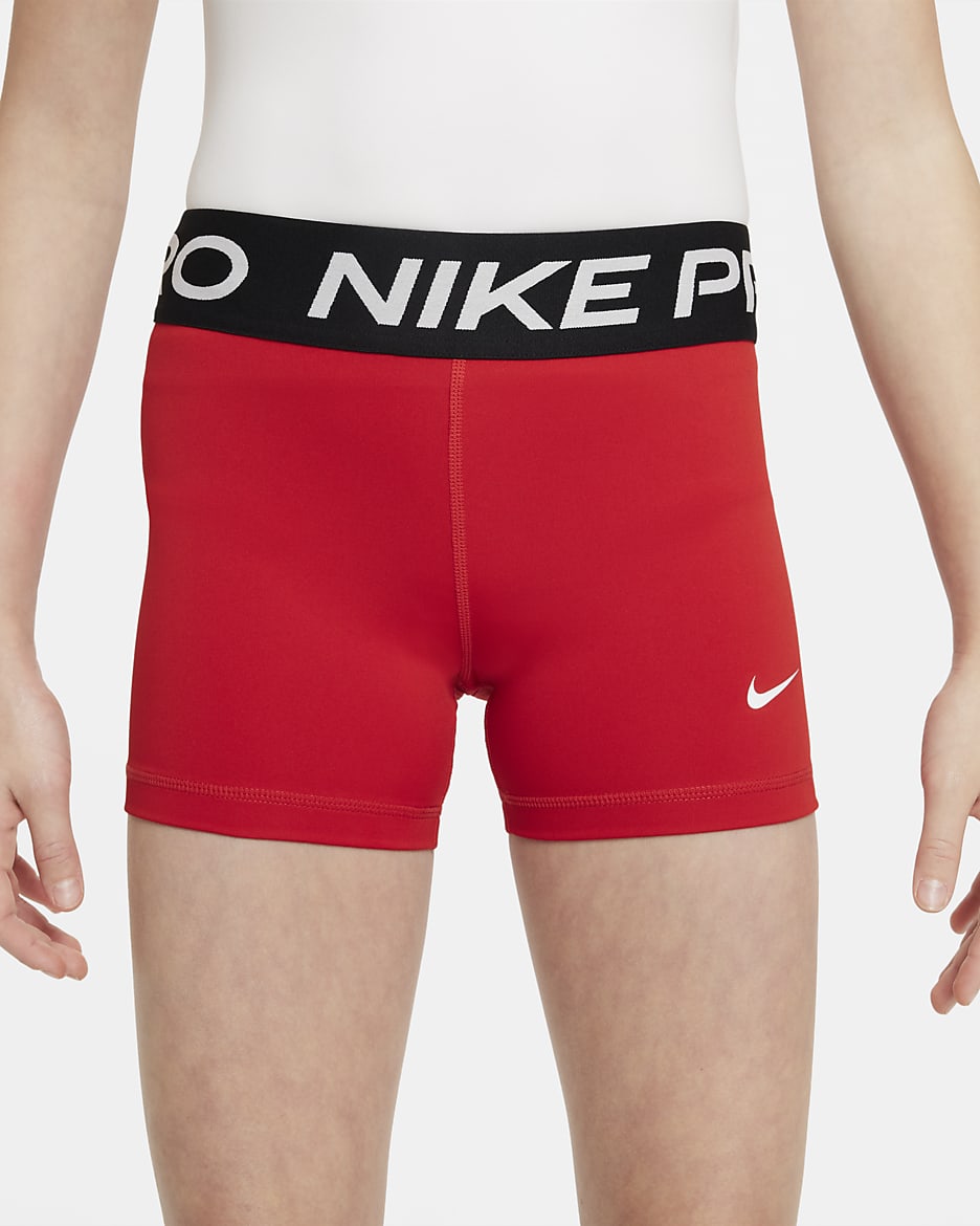 Shorts para niña talla grande Nike Pro - Rojo universitario/Blanco