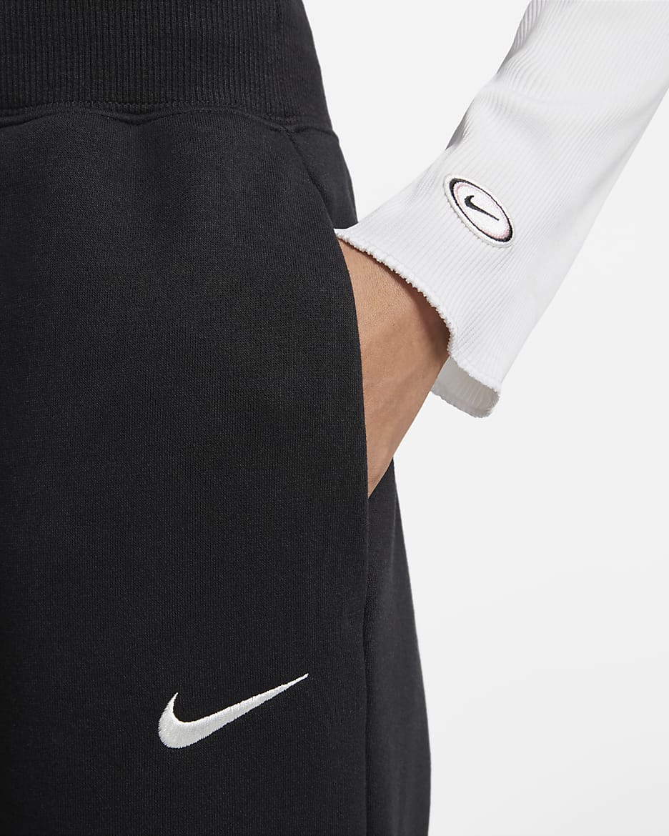 Nike Sportswear Phoenix Fleece Women's High-Waisted Wide-Leg Tracksuit Bottoms - Black/Sail