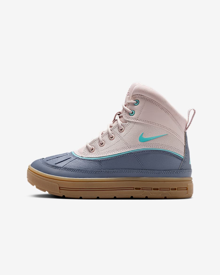 Nike Woodside 2 High Big Kids' Boots - Platinum Violet/Light Carbon/Gum Light Brown/Denim Turquoise