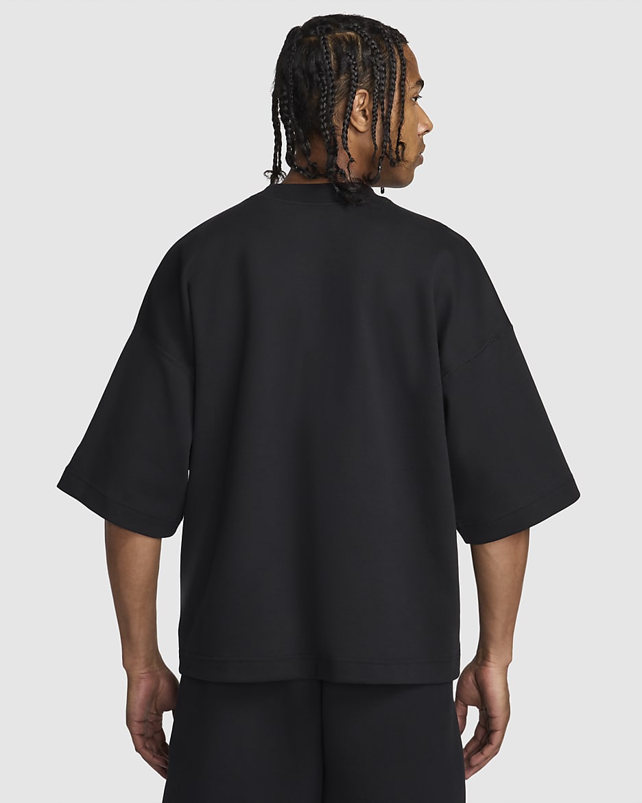 Haut en tissu Fleece à manches courtes Nike Tech pour homme - Noir/Noir