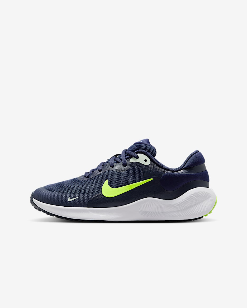 Nike Revolution 7 Older Kids' Road Running Shoes - Midnight Navy/Volt Tint/White/Volt