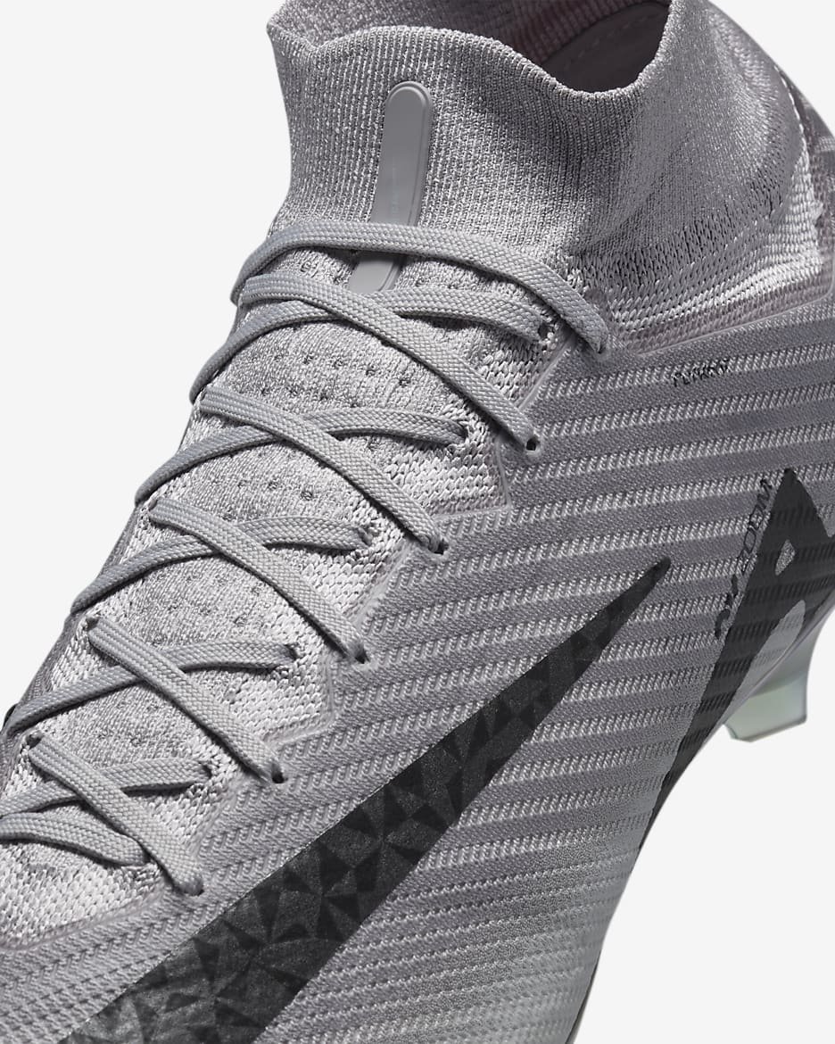 รองเท้าสตั๊ดฟุตบอลหุ้มข้อสูง FG Nike Mercurial Superfly 9 Elite - Atmosphere Grey/ดำ