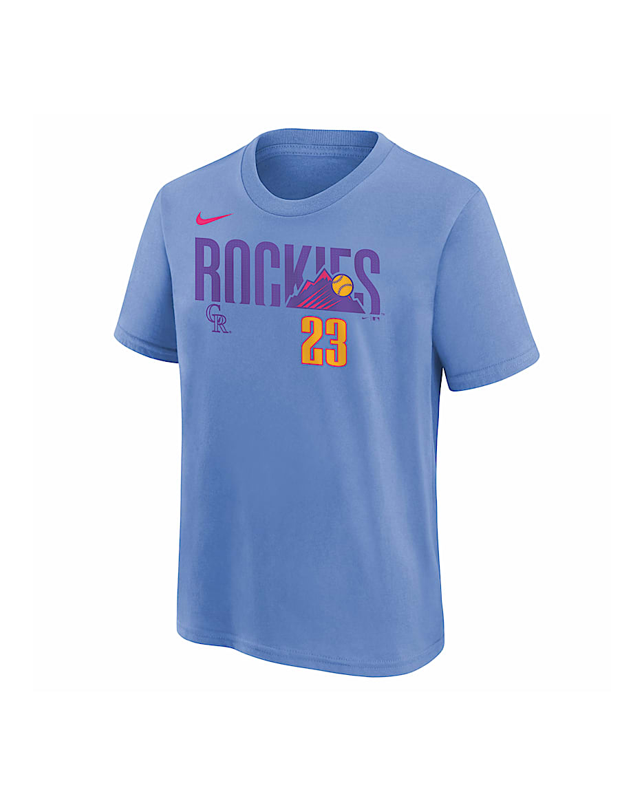 Colorado Rockies Kris Bryant City Connect Big Kids' Nike MLB T-Shirt - Blue