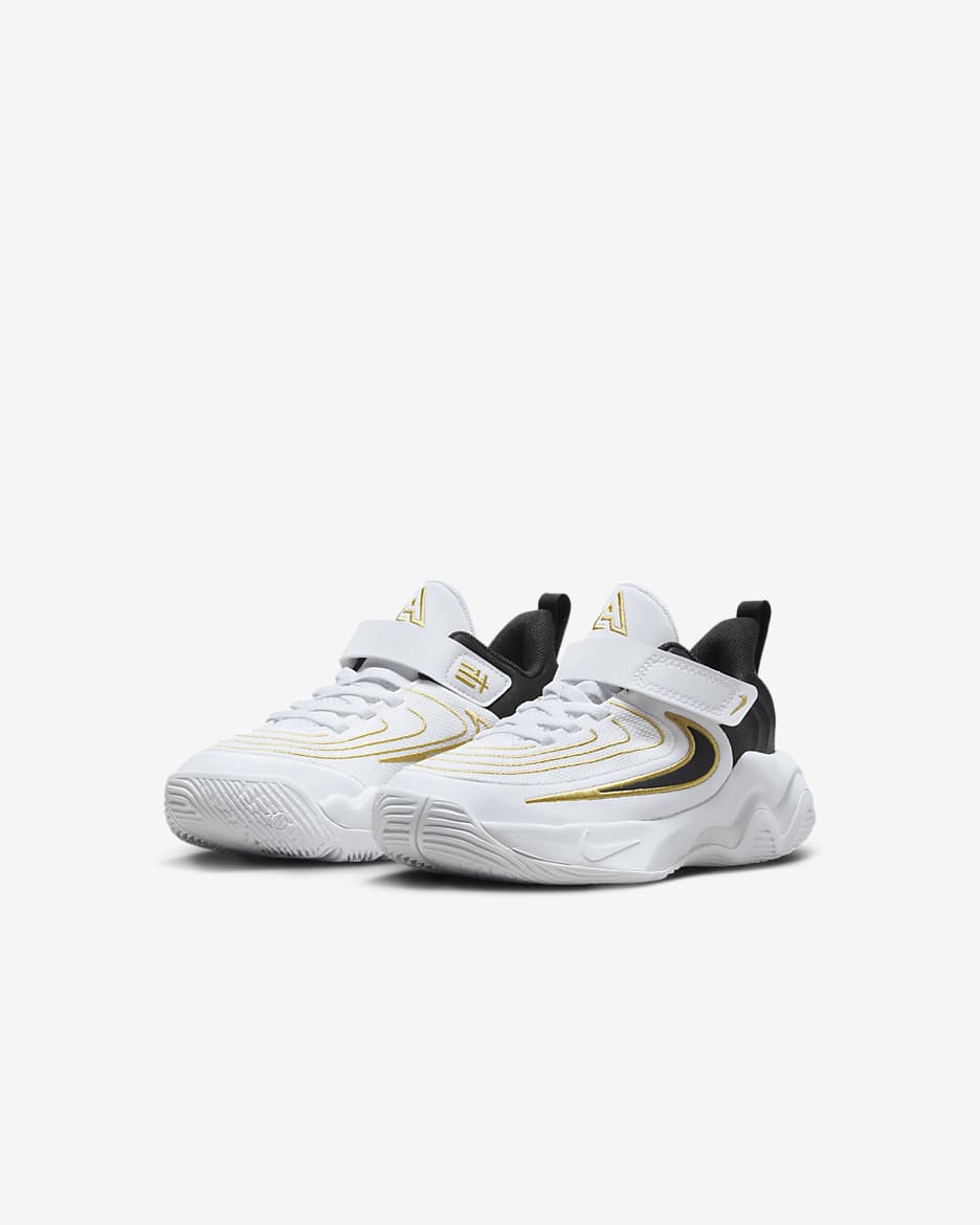 Tenis para niños de preescolar Giannis Immortality 4 - Blanco/Oro metalizado/Negro