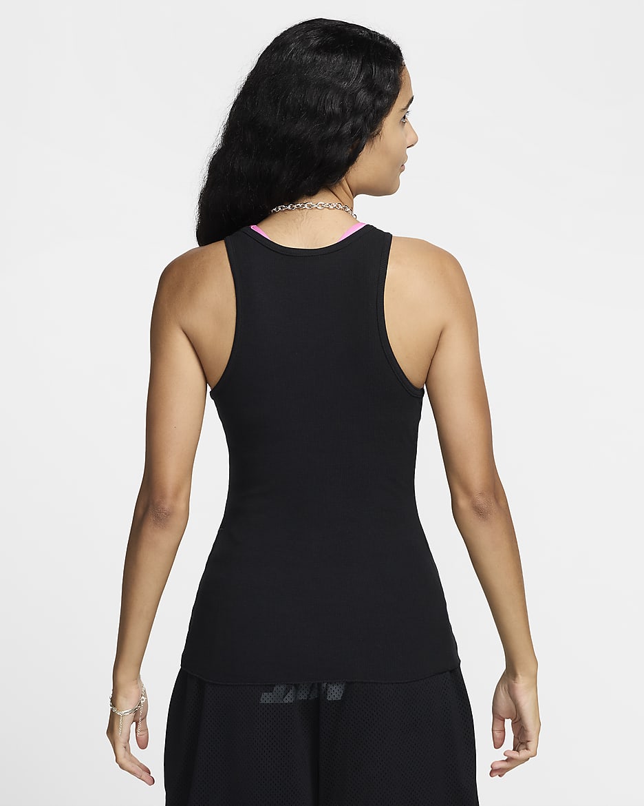 Camiseta de tirantes de tela de canalé para mujer Nike Sportswear - Negro/Antracita