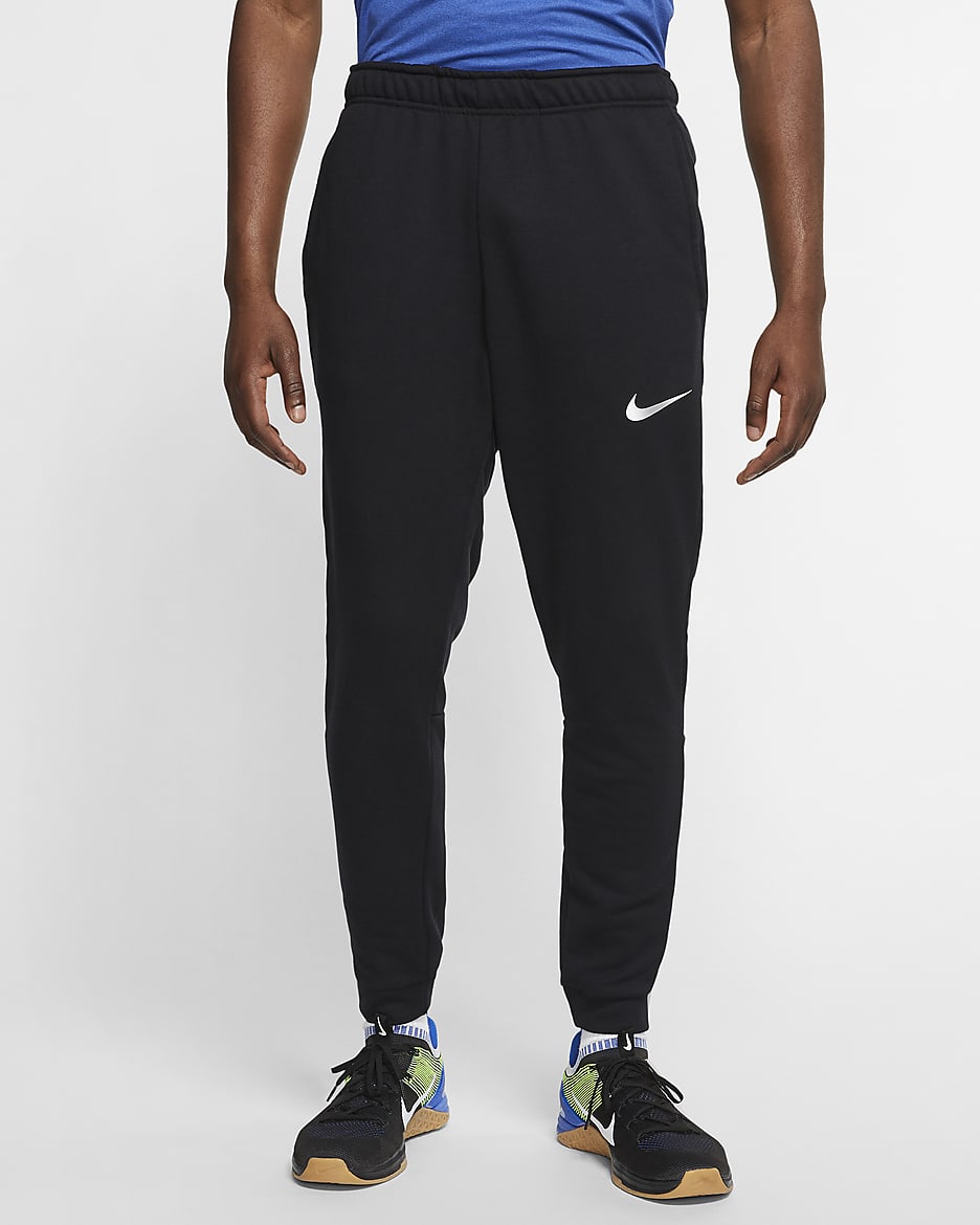 กางเกงเทรนนิ่งผ้าฟลีซผู้ชาย Nike Dri-FIT - ดำ/ขาว