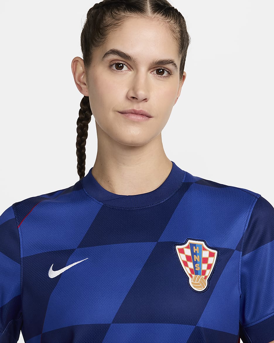 Horvátország 2024/25 Stadium idegenbeli Nike Dri-FIT női replika futballmez - Hyper Royal/Deep Royal Blue/University Red/Fehér