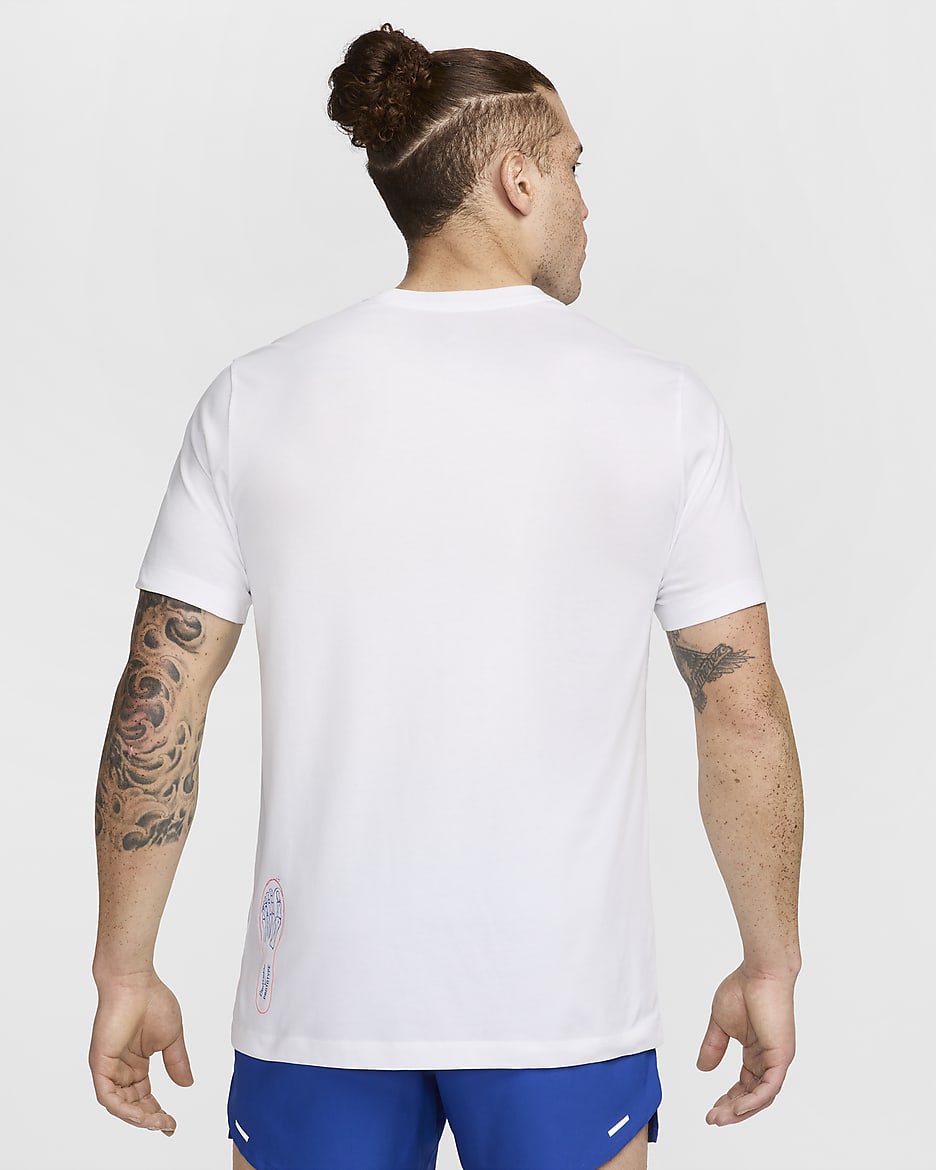 T-shirt de running Dri-FIT Nike pour homme - Blanc