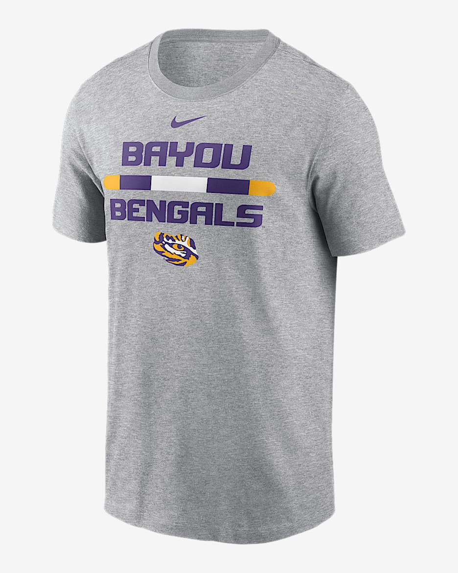 Playera universitaria Nike para hombre LSU Tigers DNA Lockup - Gris oscuro jaspeado