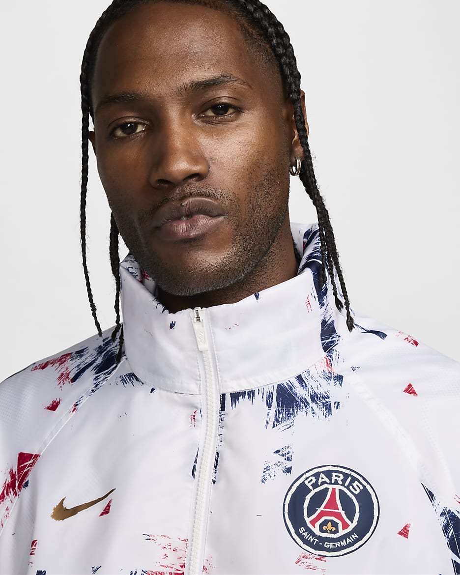 Paris Saint-Germain Windrunner Men's Nike Football Anorak Jacket - White/Metallic Gold