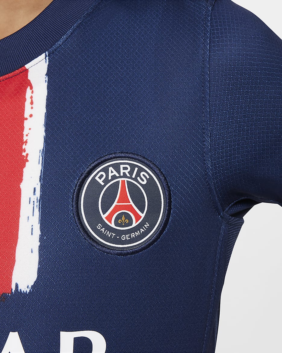 Replika domácího fotbalového dresu Nike Dri-FIT Paris Saint-Germain Stadium 2024/25 pro větší děti - Midnight Navy/Midnight Navy/Bílá