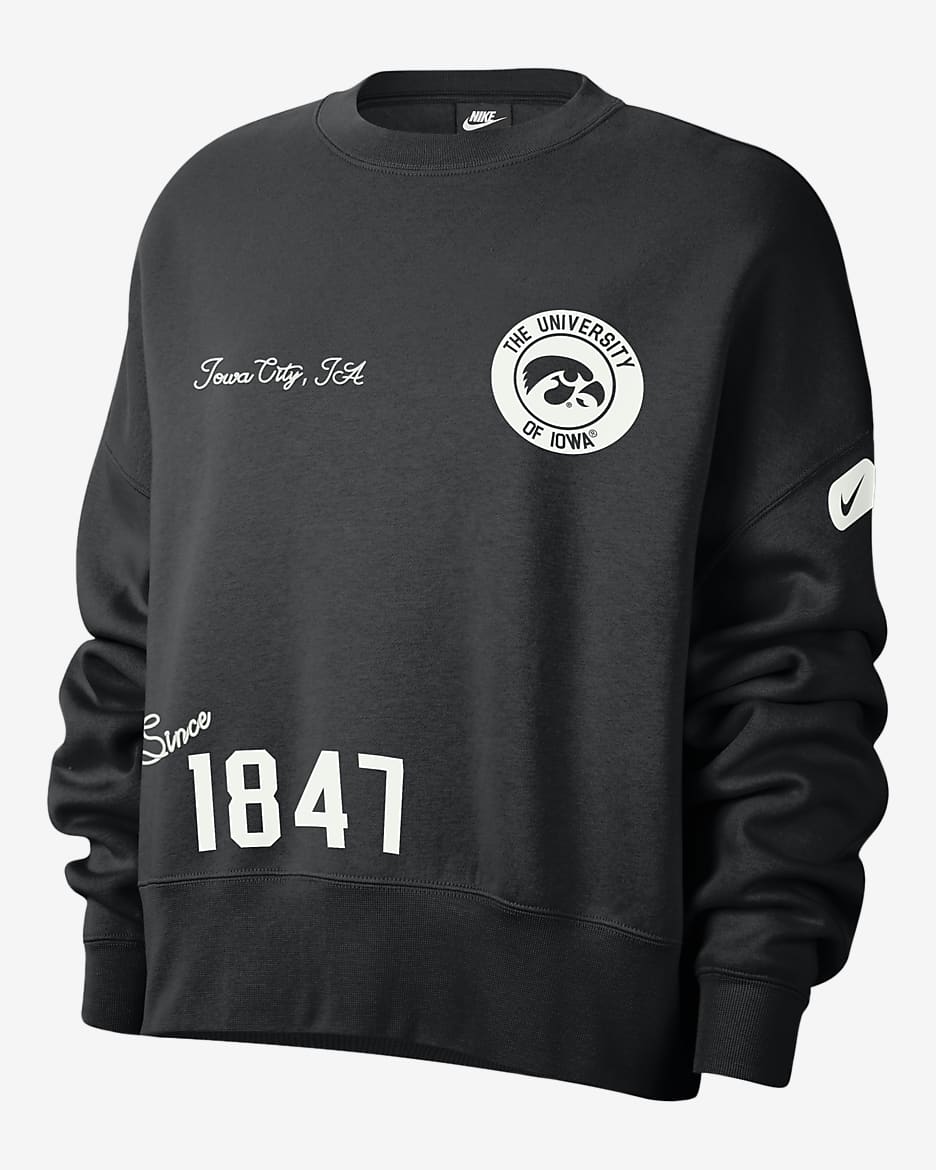 Sudadera con cuello redondo Nike College para mujer Iowa - Negro/Blanco cumbre
