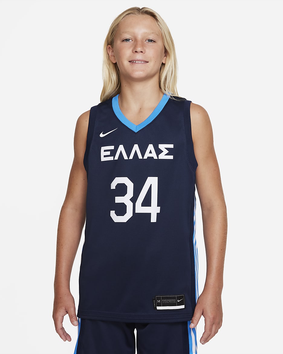 Greece (Road) Older Kids' Nike Basketball Jersey - College Navy