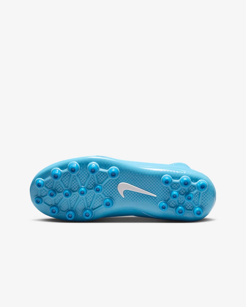 Chaussure de foot montante à crampons pour terrains synthétiques Nike Jr. Phantom Luna 2 Academy pour enfant/ado - Blue Fury/Blanc