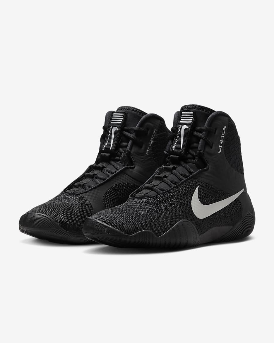 Nike Tawa Men's Wrestling Shoes - Black/Black/Metallic Silver