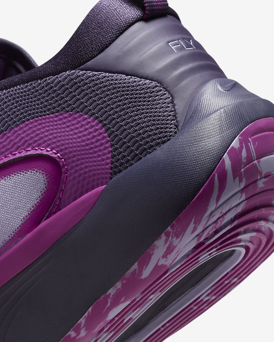 Tenis de básquetbol para niños grandes Nike IsoFly - Pasa oscuro/Fucsia cálido/Hortensias