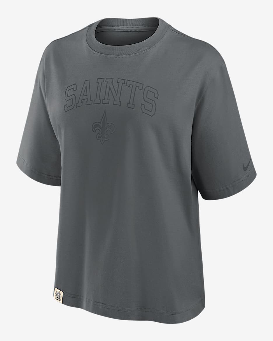 New Orleans Saints Arch Boxy Women's Nike NFL T-Shirt - Iron Grey