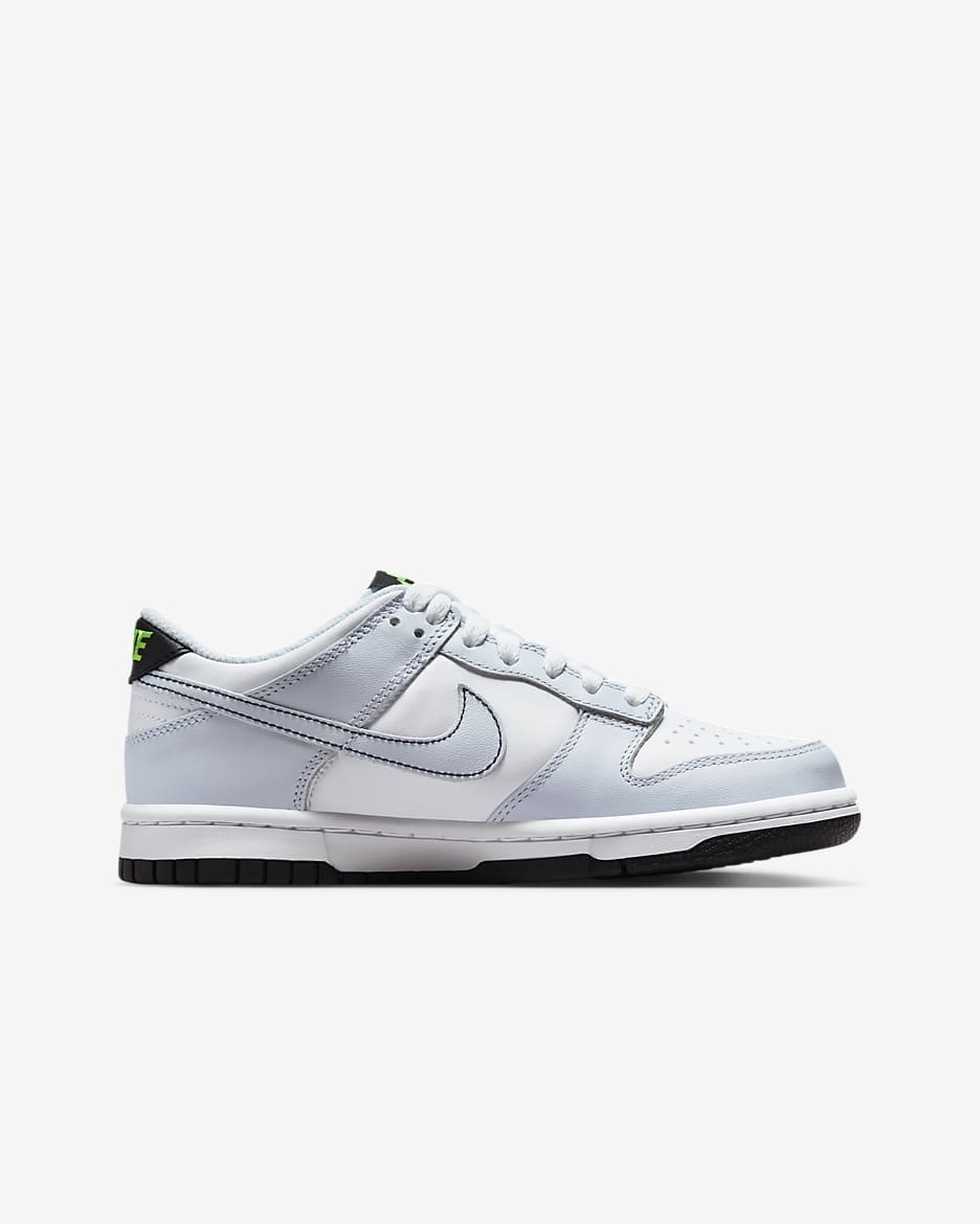 Nike Dunk Low Older Kids' Shoes - White/Football Grey/Green Strike/Black