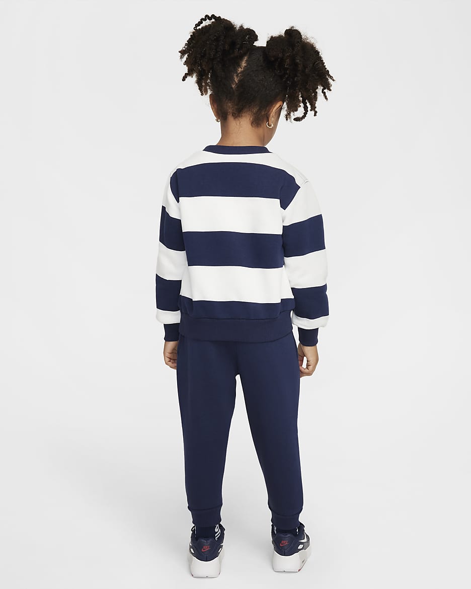 Nike Sportswear Club Toddler 2-Piece Rugby Stripe Crew Set - Midnight Navy