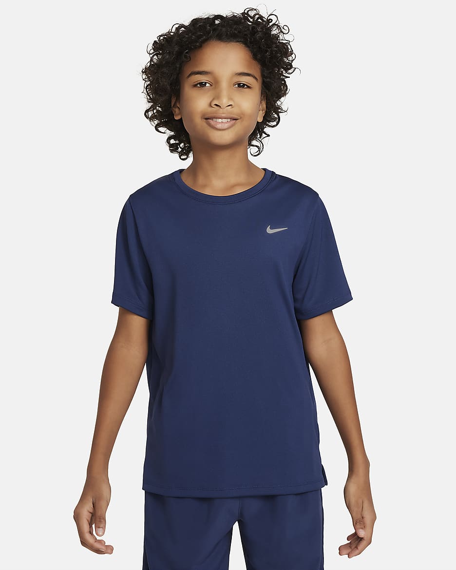 Nike Dri-FIT Miler Older Kids' (Boys') Short-Sleeve Training Top - Midnight Navy