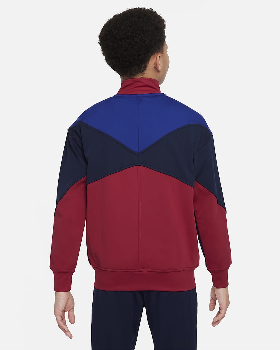 F.C. Barcelona Academy Pro Third Older Kids' Nike Dri-FIT Football Knit Jacket - Noble Red/Obsidian/Deep Royal Blue/Club Gold