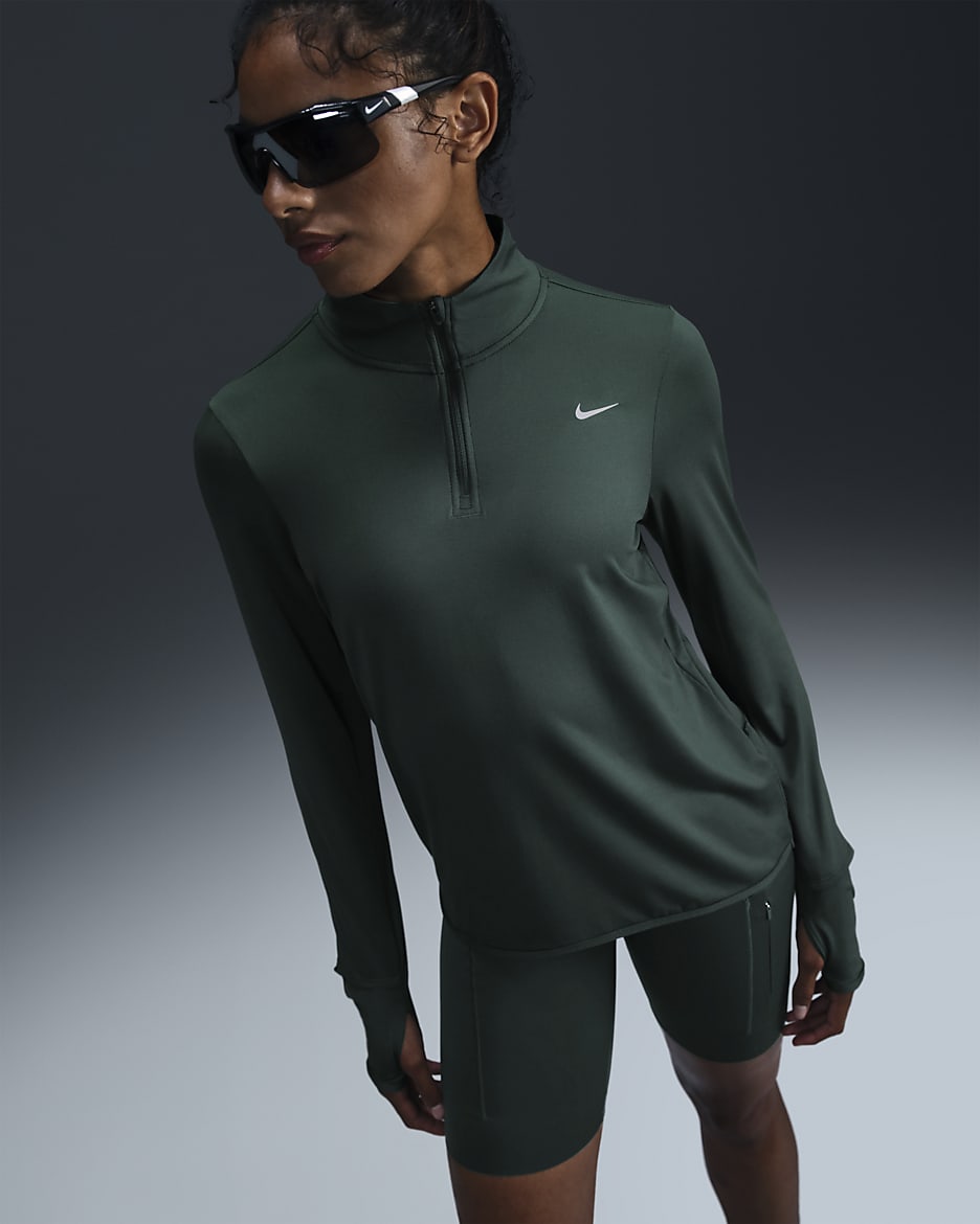 Nike Swift Women's UV Protection 1/4-Zip Running Top - Vintage Green