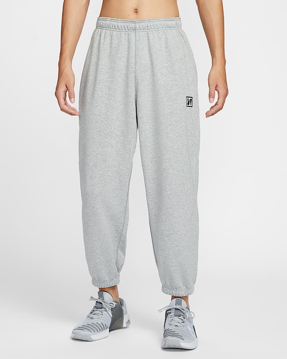 กางเกงฟิตเนสขายาวผ้าฟลีซผู้ชาย Dri-FIT Nike Gym Heritage - Light Smoke Grey/Heather/Pale Ivory/Light Smoke Grey
