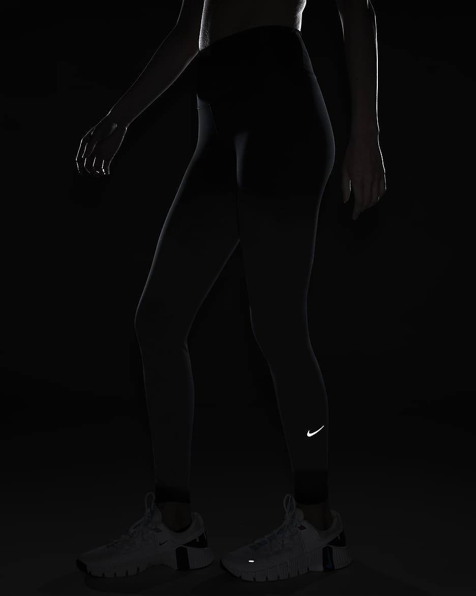 Nike One leggings i full lengde med høyt liv til dame - Obsidian/Svart