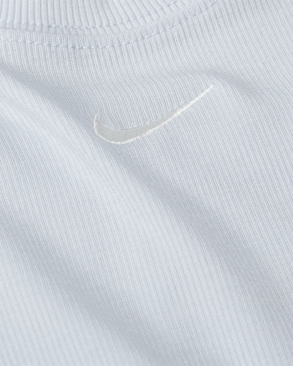 Nike Sportswear Chill Knit Women's Tight Scoop-Back Long-Sleeve Mini-Rib Top - Light Armoury Blue/Sail