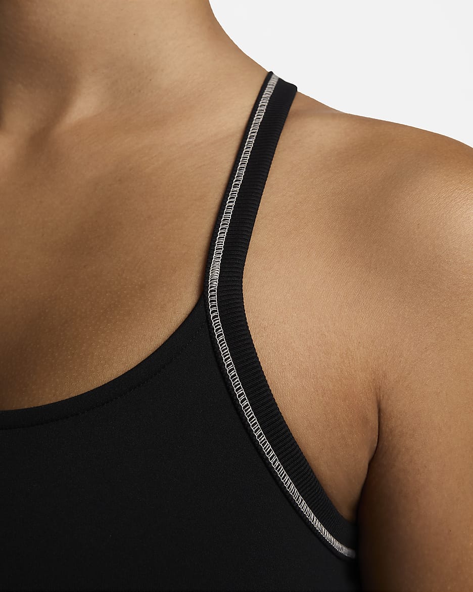 Nike One Fitted Women's Dri-FIT Cropped Tank Top - Black/Light Orewood Brown/Black