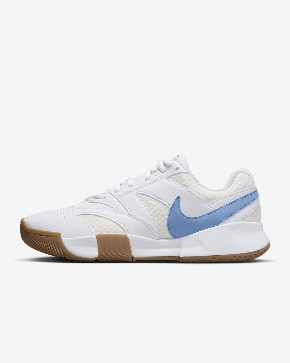 NikeCourt Lite 4 Women's Tennis Shoes - White/Sail/Gum Light Brown/Light Blue