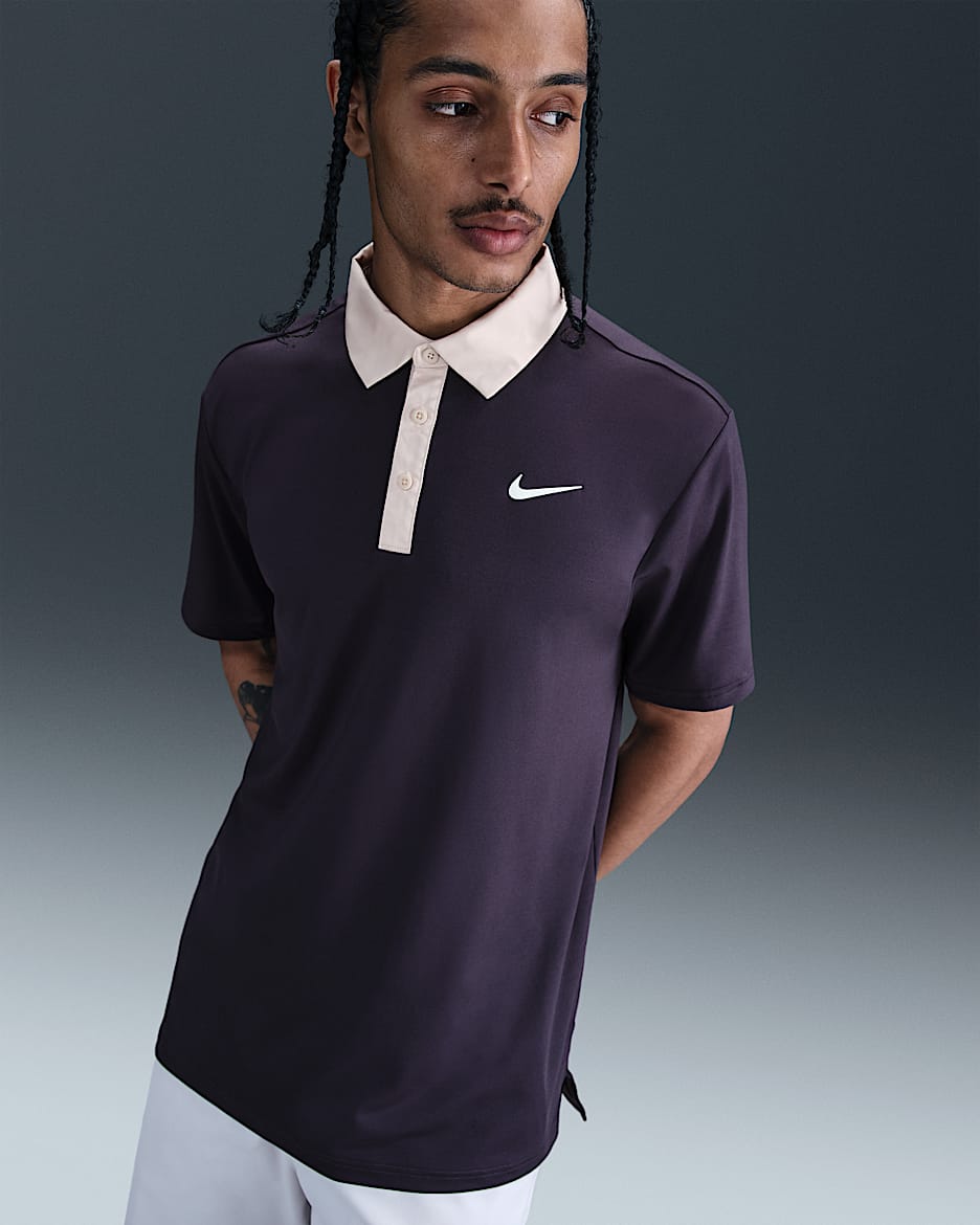 Nike Tour Men's Dri-FIT Golf Polo - Cave Purple/Silt Red/White