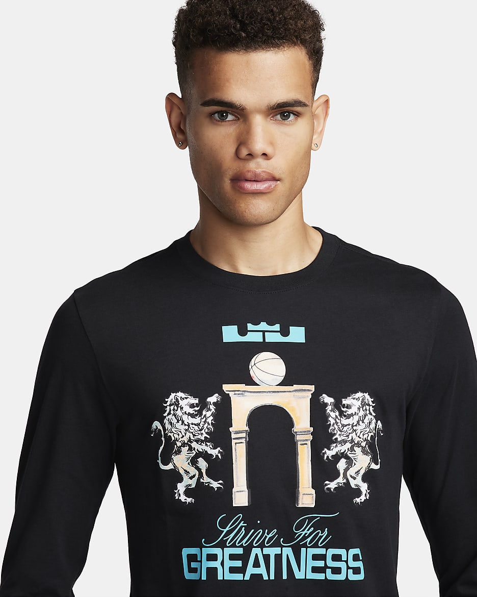 T-shirt à manches longues LeBron pour homme - Noir