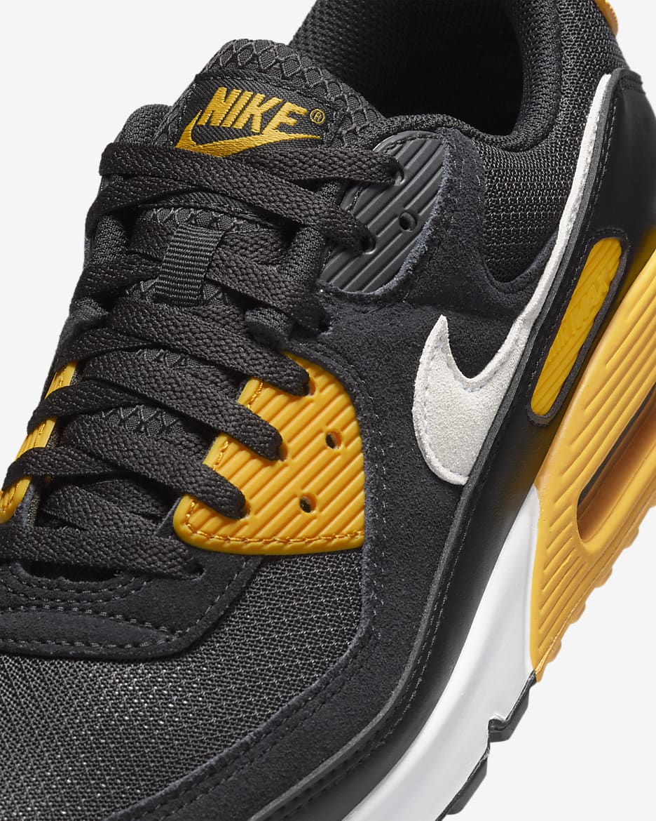 Nike Air Max 90 男鞋 - 黑色/University Gold/白色