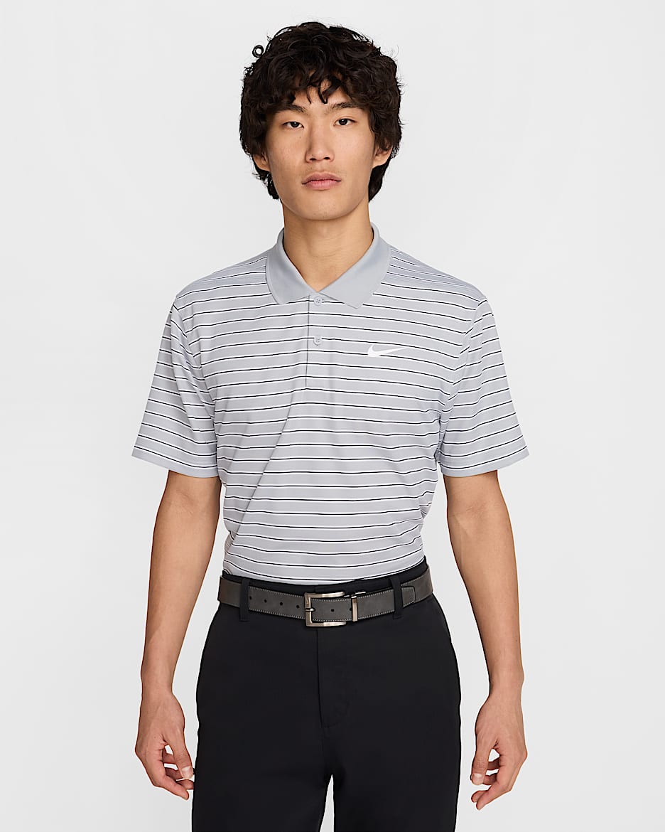 Nike Dri-FIT Victory Men's Striped Golf Polo - Wolf Grey/White