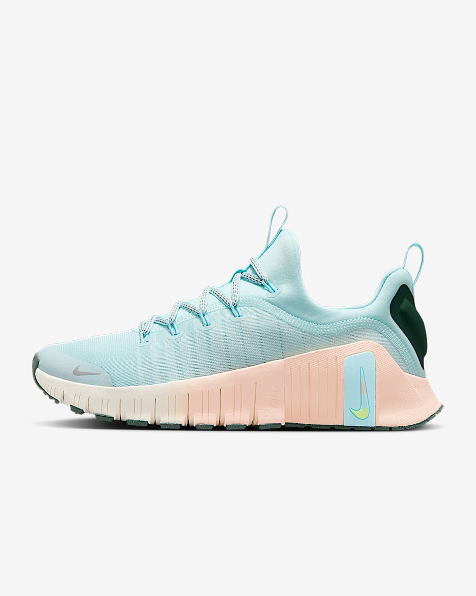Nike Free Metcon 6 Premium Workout-Schuh (Damen) - Glacier Blue/Washed Coral/Vintage Green/Metallic Silver