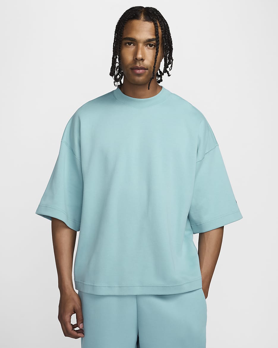 Haut en tissu Fleece à manches courtes Nike Tech pour homme - Denim Turquoise/Denim Turquoise