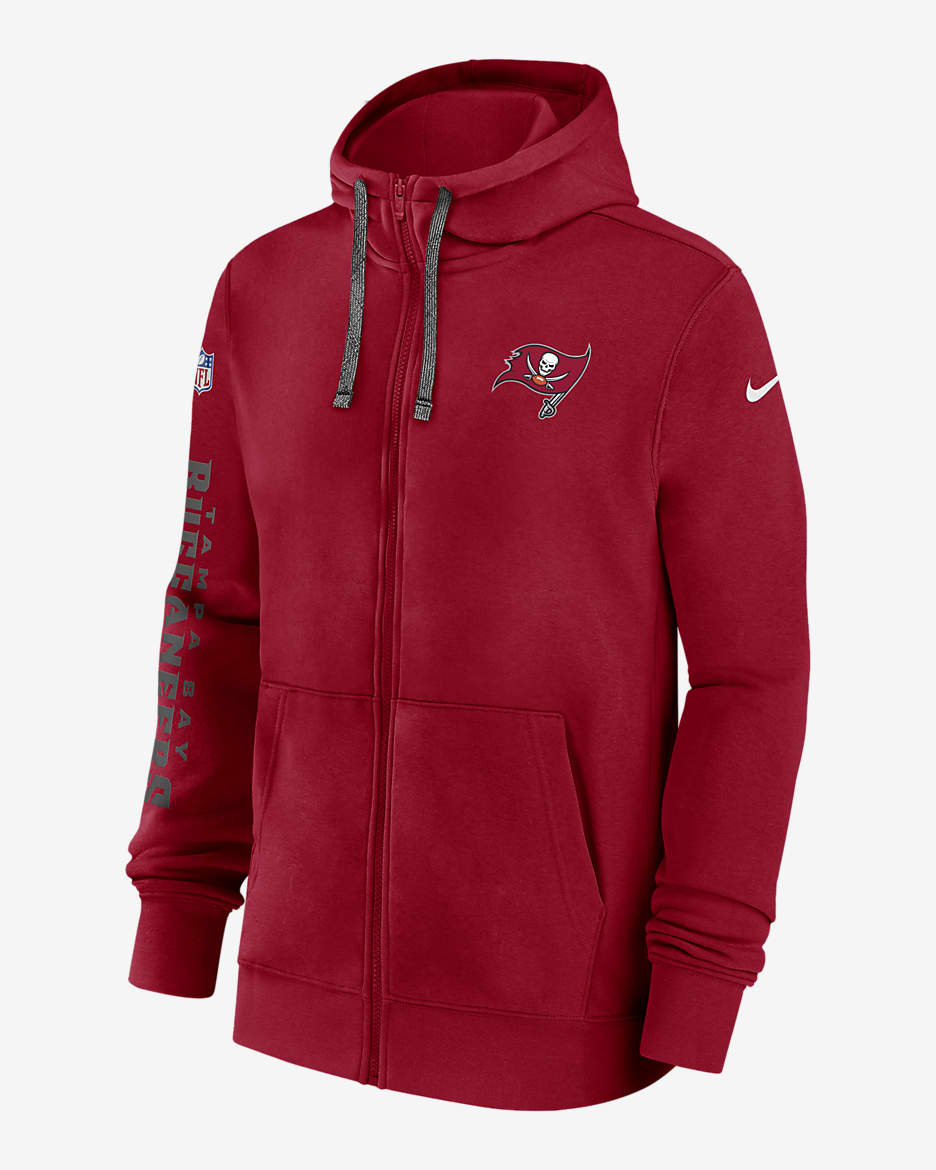 Sudadera con gorro de cierre completo Nike para hombre Tampa Bay Buccaneers Sideline Team Issue Club - Rojo
